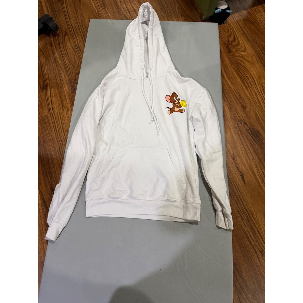 Cartooncore Unisex Tom and Jerry Graphic Pullover Hoodie Small White